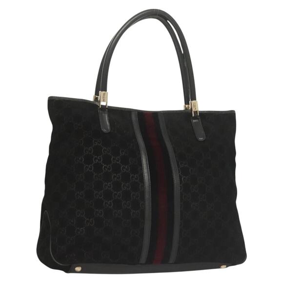 GUCCI GG Canvas Tote Bag Black Gold - Picture 1 of 16